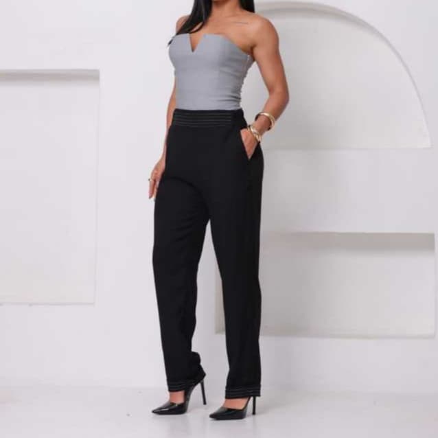 Calça feminina social barra italiana -casual trabalho