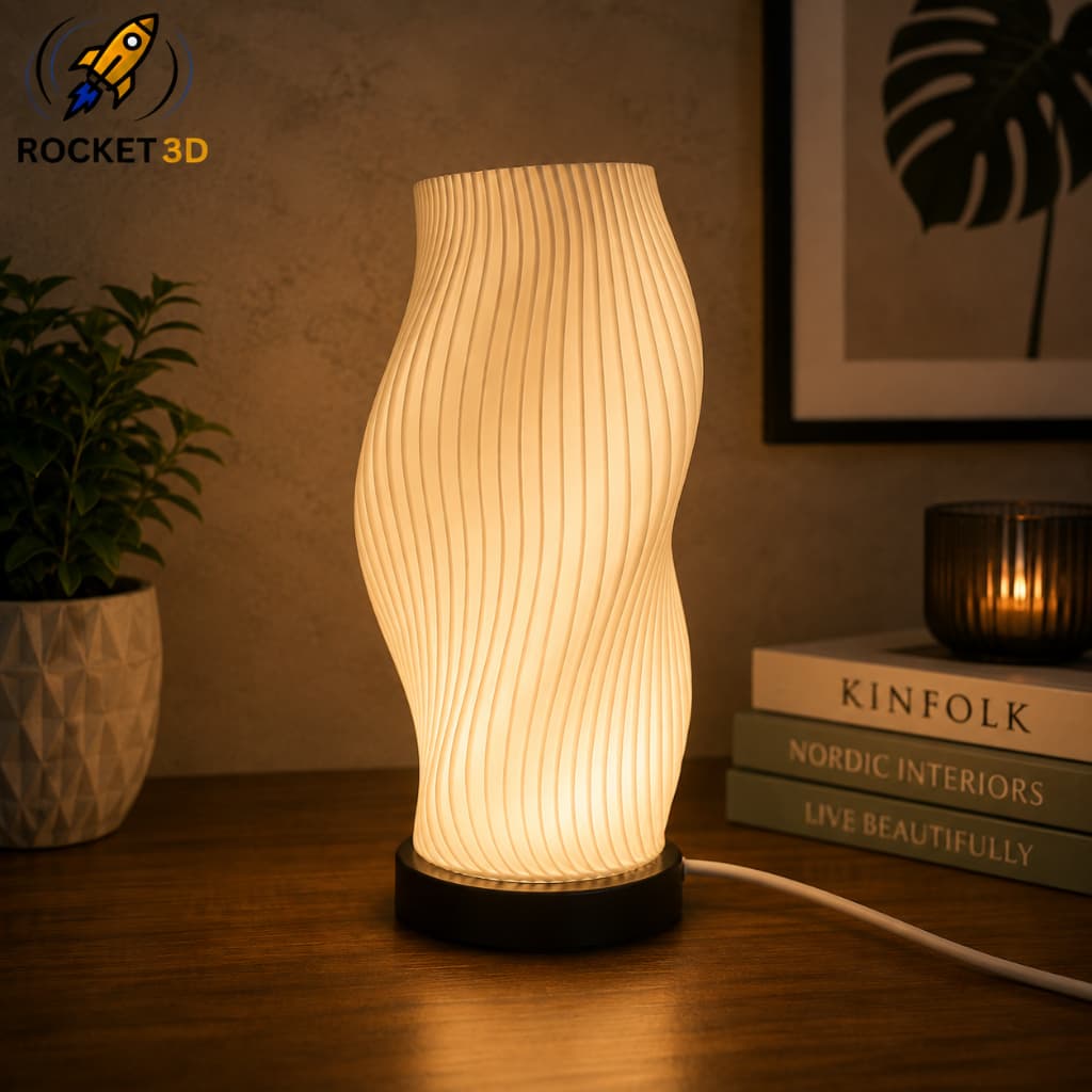 Luminária Ondulada 3D Decorativa Abajur de Mesa Luz Ambiente USB