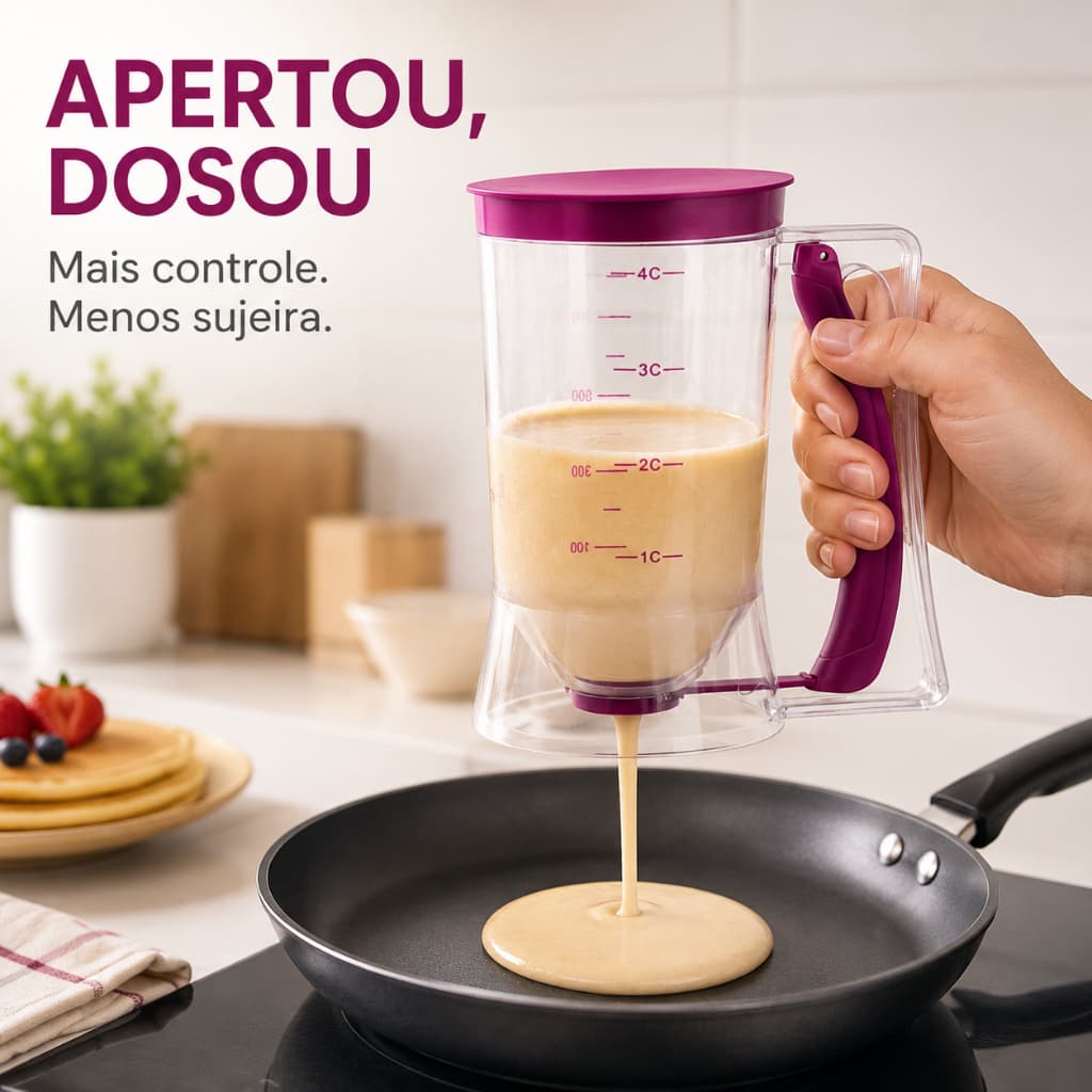 Dispenser Dosador de Massas 900ml com Gatilho para Panquecas Bolos Cupcakes Waffles e Crepes