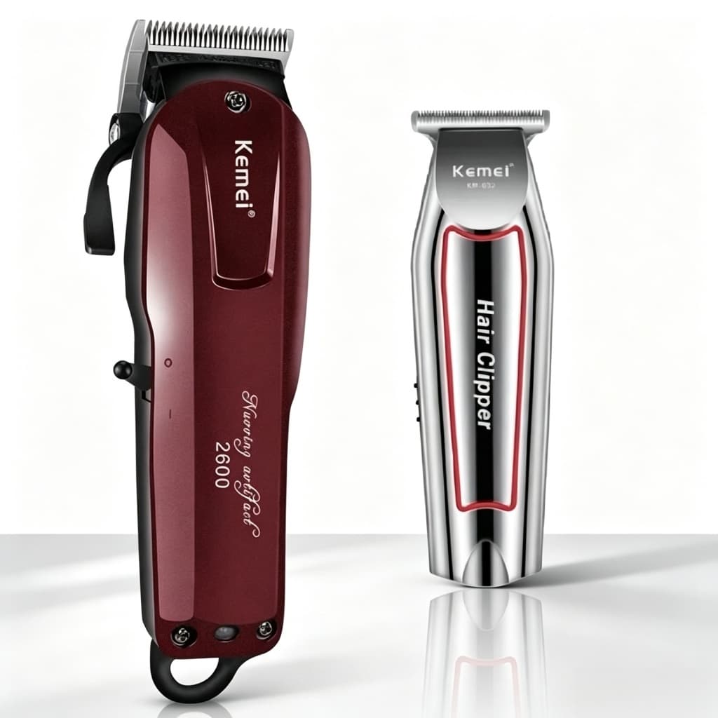 Kit 2 Máquina Profissional De Cortar Cabelo Kemei KM-2600 E Máquina De Acabamento Kemei KM-032