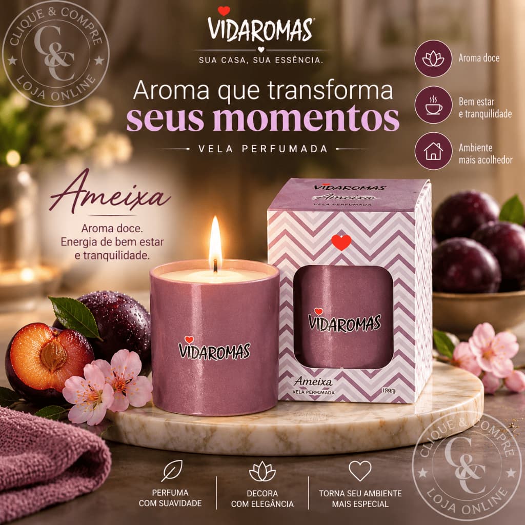 Vela Artesanal com 6 opções de aromas diferentes Vidaromas
