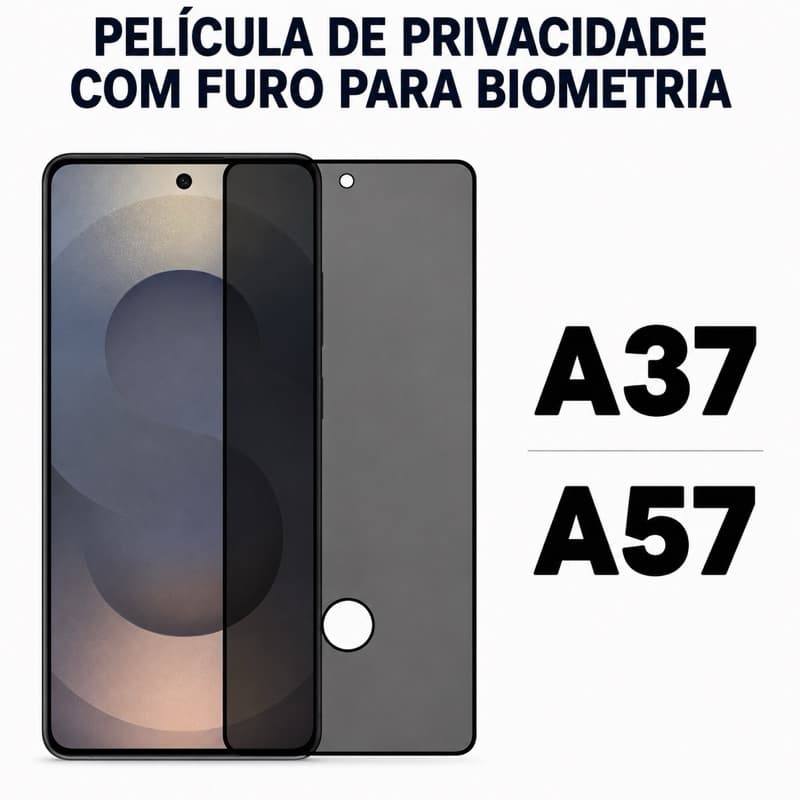 Película de vidro 3D Privacidade COM FURO Anti Spy Para Samsung Galaxy A37 A57