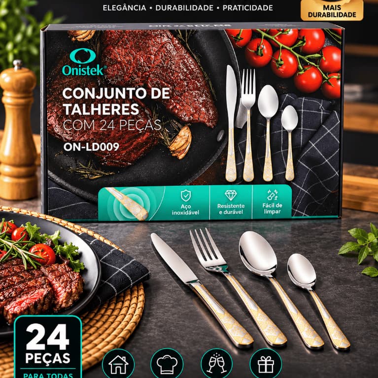 Conjunto de Talheres 24 Peças Aço Inoxidável Onistek ON-LD009