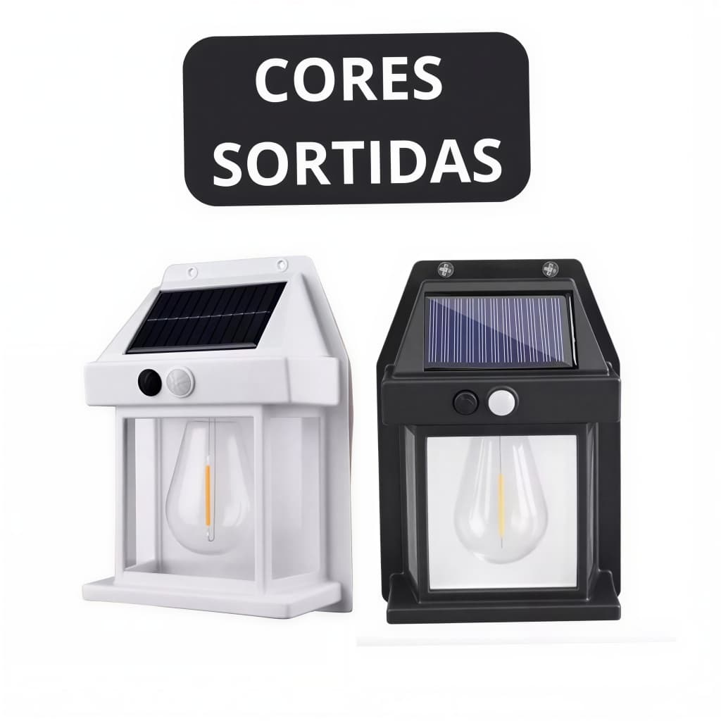 Luminária Refletor Solar LED IP65 Sensor de Movimento À Prova de Água e Poeira Luz Quente Parede