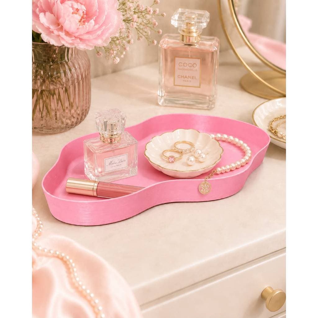 Bandeja Decorativa Orgânica em Impressão 3D | Bandeja Multiuso para Decoração Rosa
