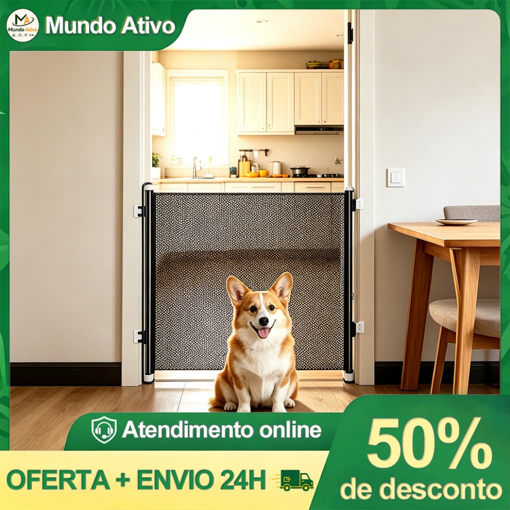 Portão Segurança Bebês Pets Grade Retrátil Cercadinho Crianças Barreira Proteção Acessórios