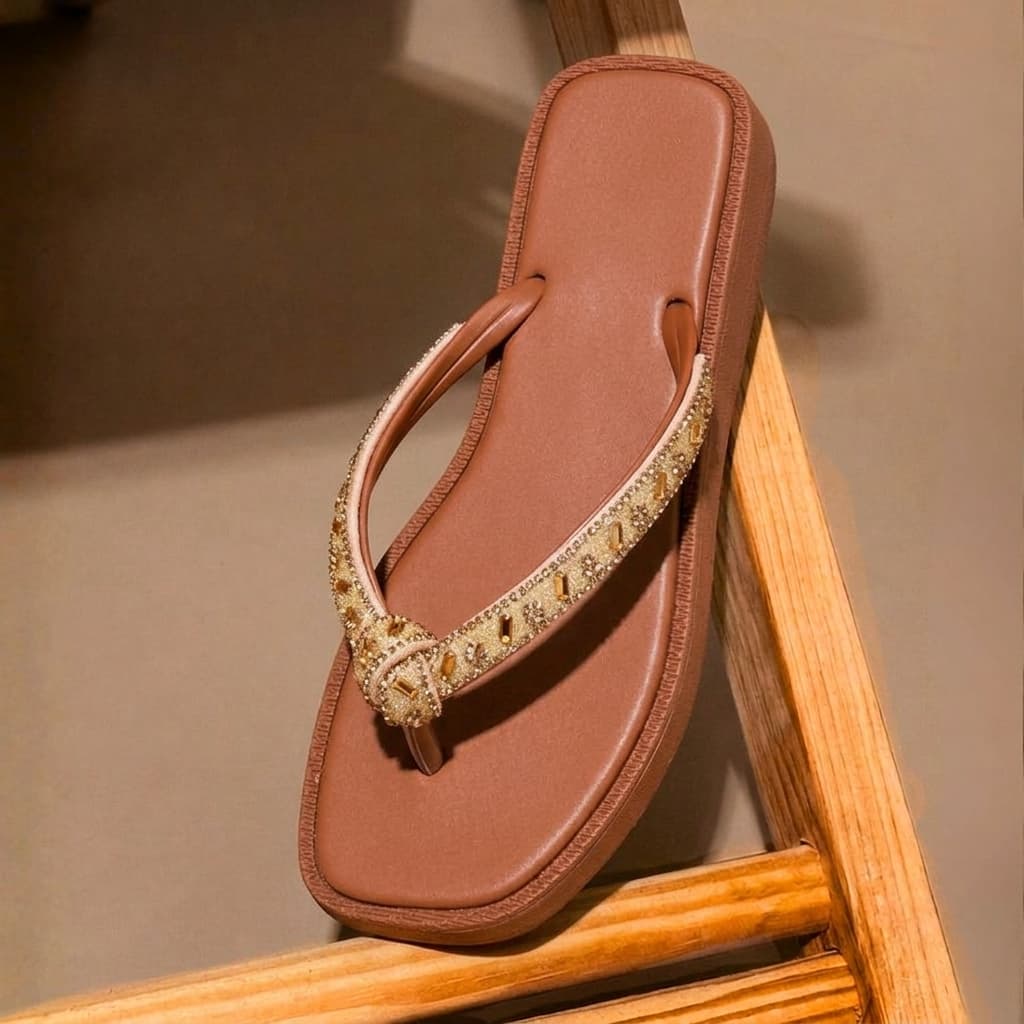 Sandália Chinelo Feminino Strass Moda Confortável e Estiloso Brilhante Elegante Casual