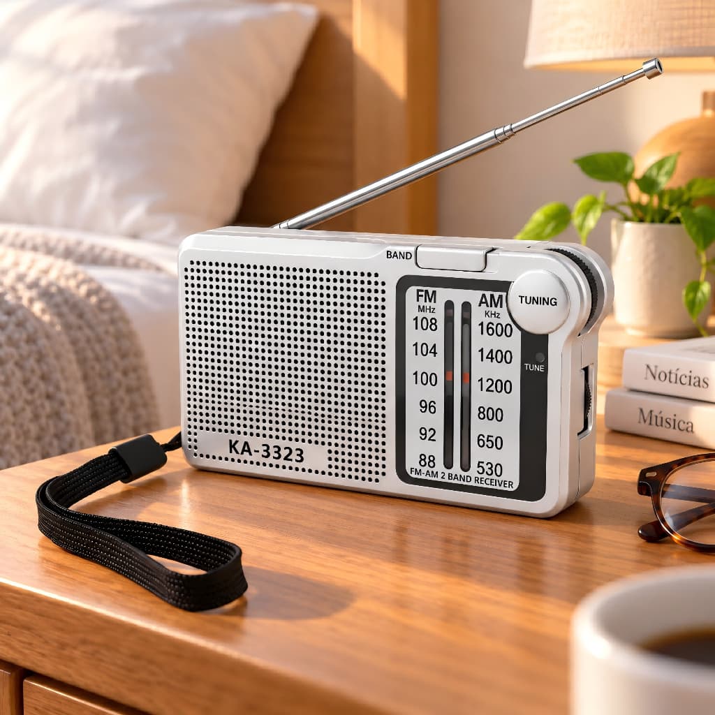 Rádio AM FM de Bolso Portátil Antigo Recarregável KA-3323 Kapbom