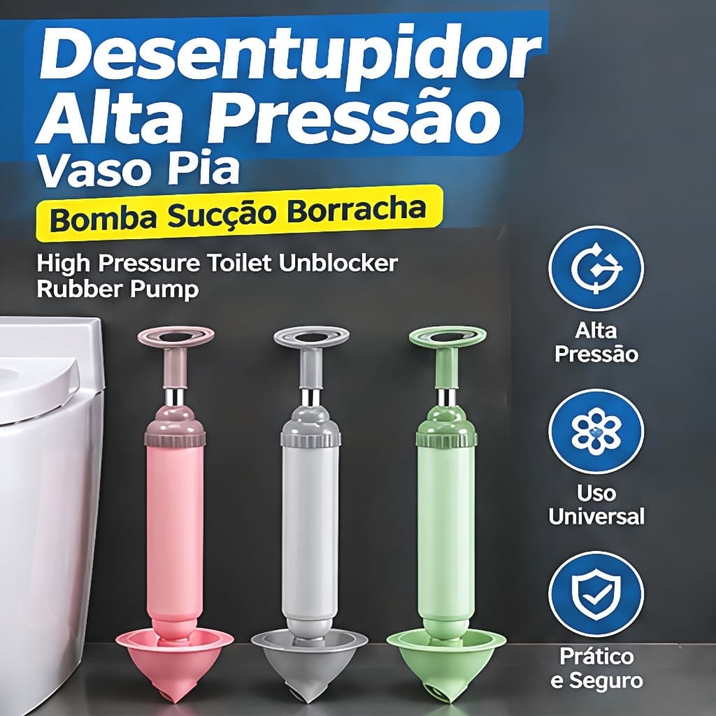 Desentupidor Alta Pressão Vaso e Pia - Bomba Sucção Borracha , Toilet Unblocker