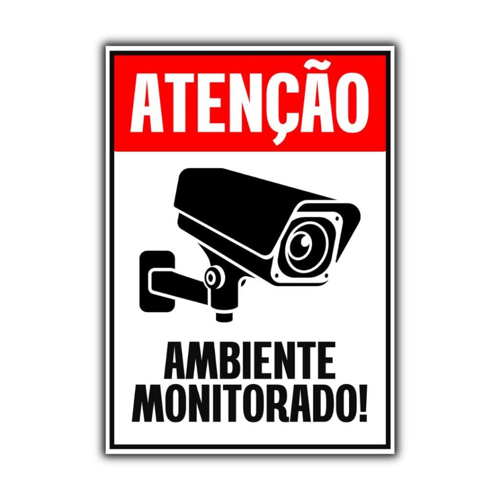 Placa Ambiente Monitorado 20x30cm Câmeras Segurança