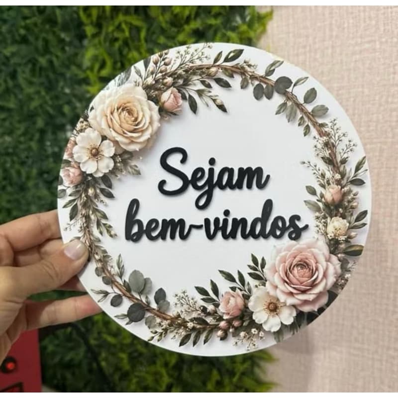 Enfeite para porta de entrada apartamento ou casa sejam bem vindos mdf 3mm