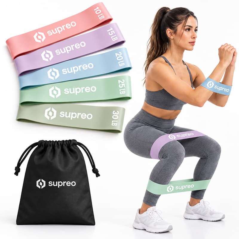 Kit 5 Mini Band Faixas Elásticas de Resistência Treino Yoga Pilates Academia Crossfit Glúteos Fisioterapia