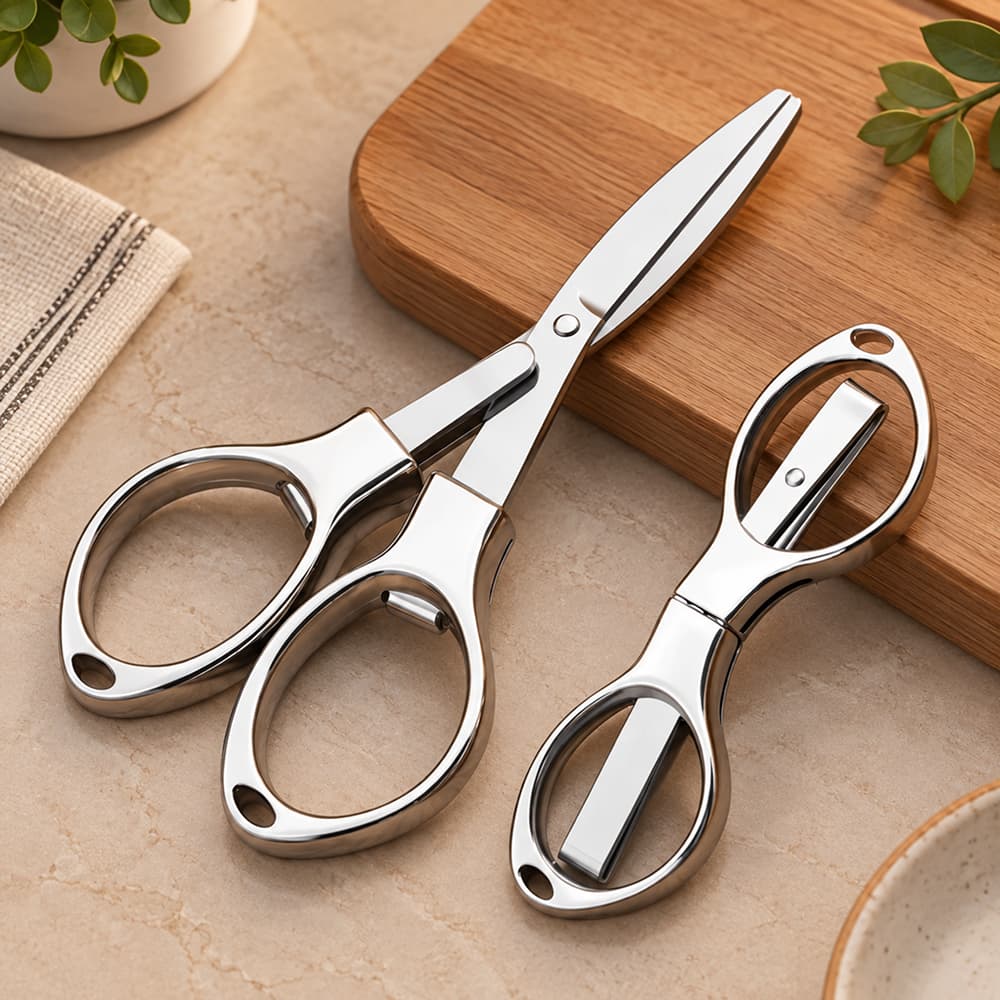 Mini Tesoura Inox Dobrável com Chaveiro Compacta Portátil e Afiada Multiuso Tesourinha de Bolso