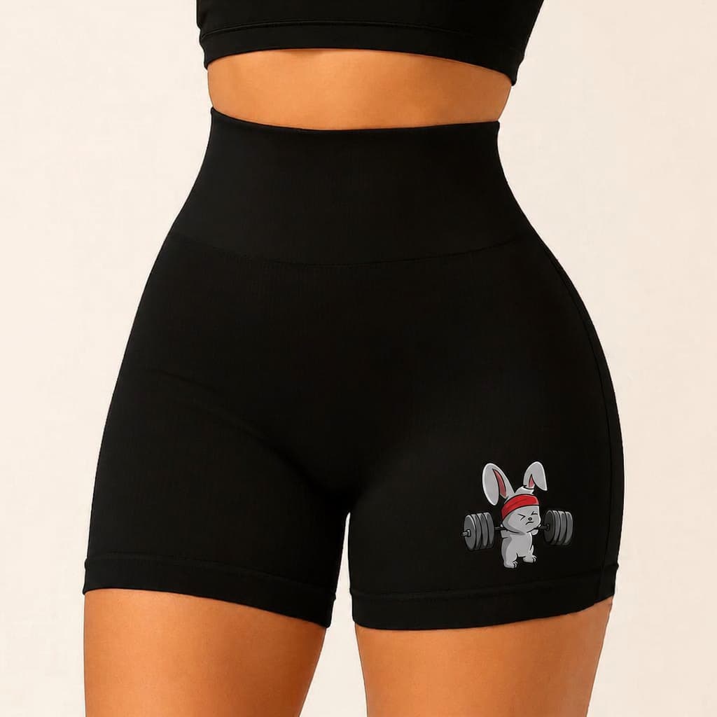 Shorts Feminino Fitness Curto Suplex Coelho Peso Meme Short Academia Fitness Mulher Treino Moda Fit Qualidade Moda