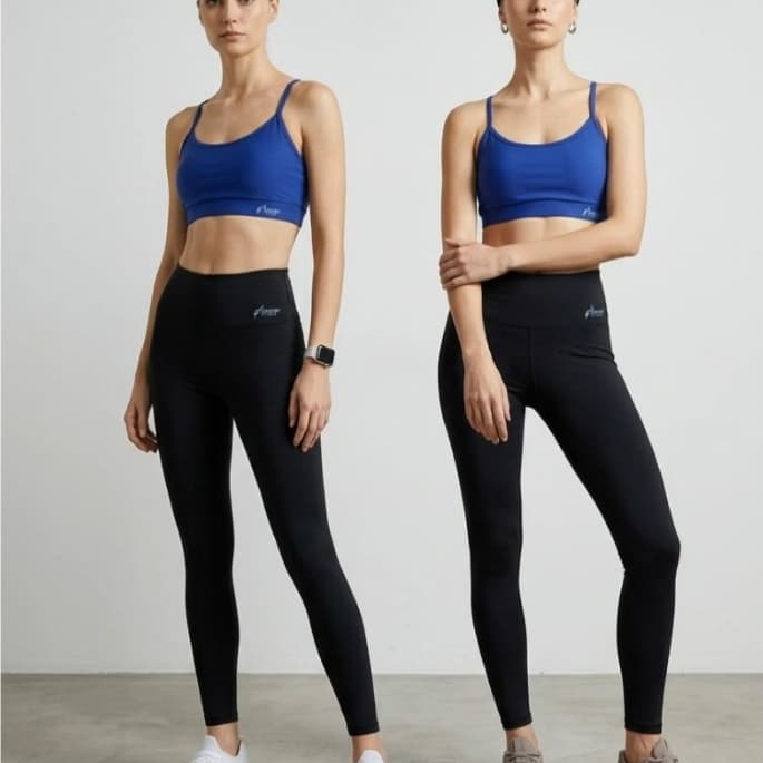Legging Feminina e top azul Fitness com Alta Compressão e Zero Transparência