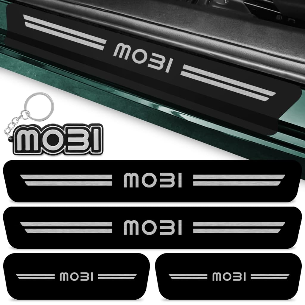 Kit Soleira 4 Portas Carro Mobi Vinil Chaveiro Protetor Adesivo 16 17 18 19 20 21 22 23 24 25 26