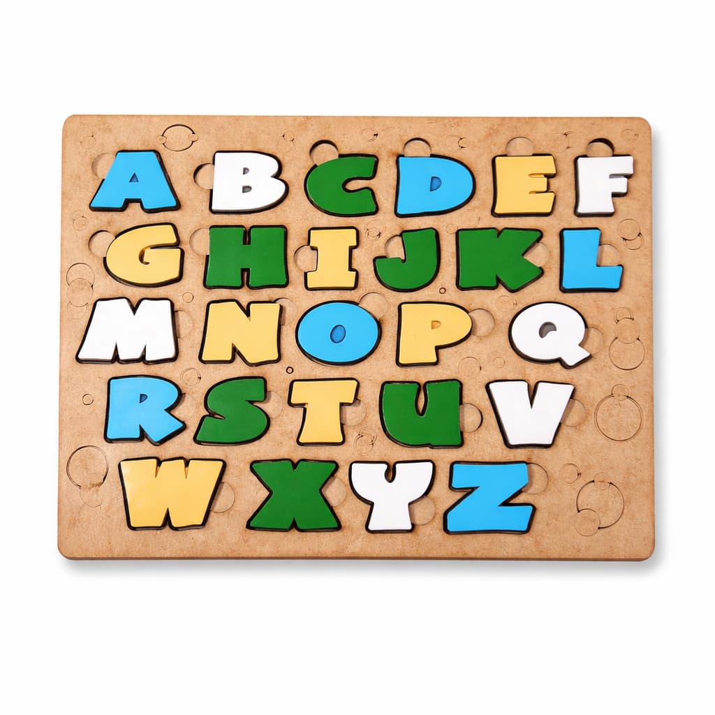 Tabuleiro Educativo Alfabeto Pedagógico Letras Coloridas Quebra Cabeça De Encaixe Infantil Madeira