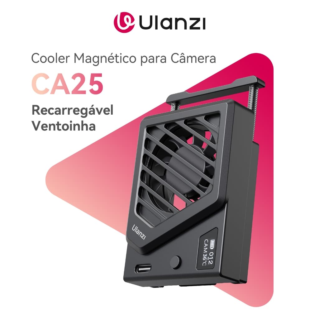 ULANZI CA25 Cooler Magnético para Câmera, Ventoinha Recarregável para DSLR e Mirrorless
