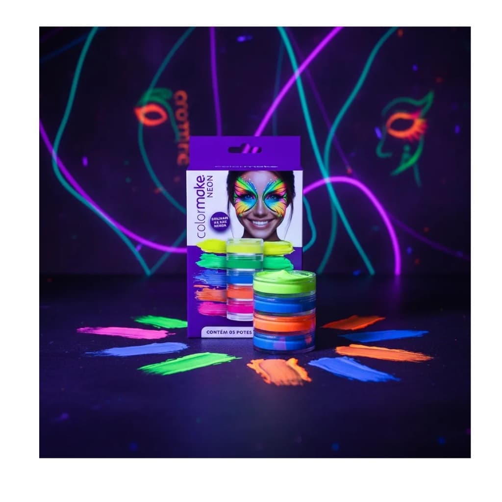 Tinta Facial Cremosa 5 Cores 4g Neon Fluorescente Colormake
