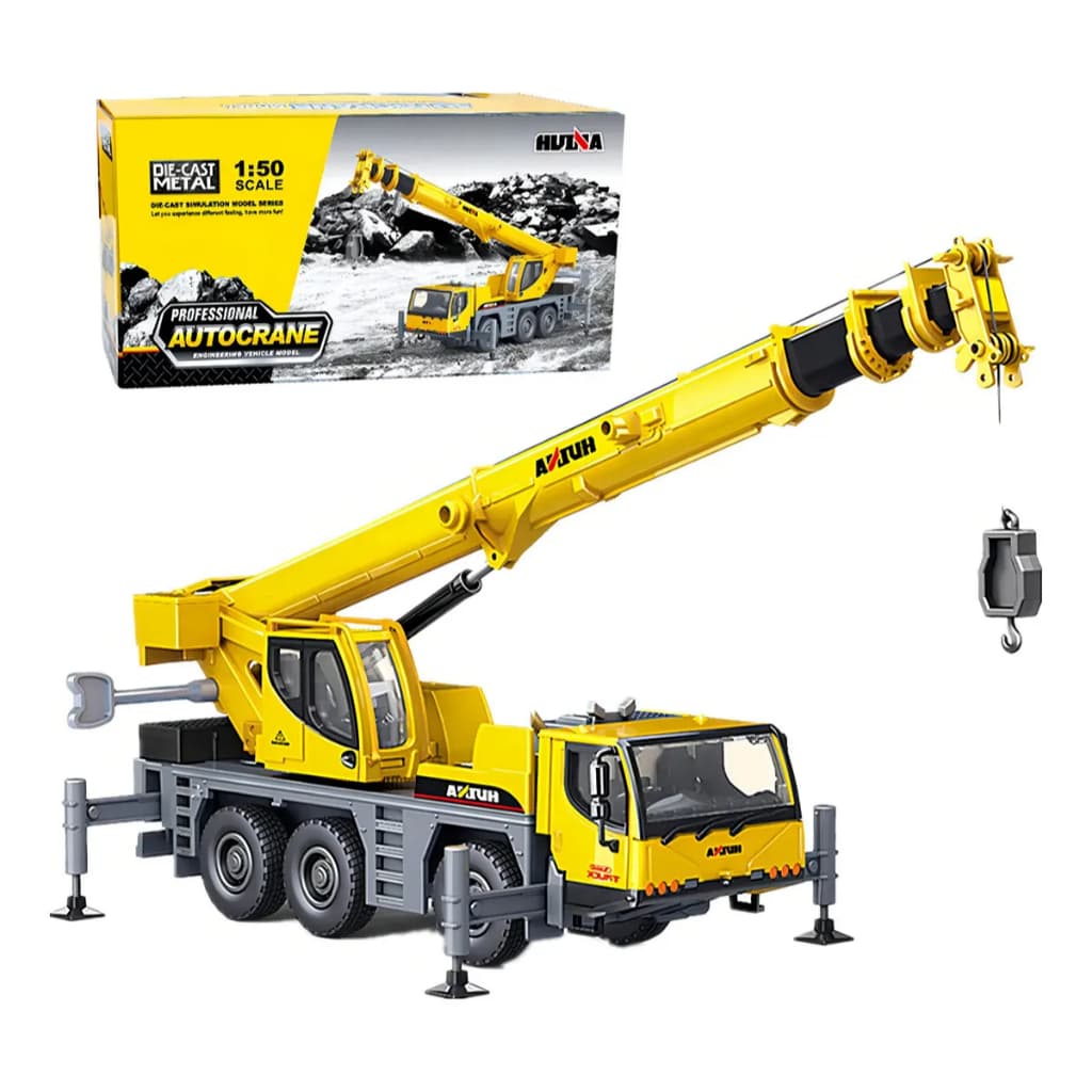 Caminhão Guindaste Huina 1702 Colecionável Articulado 1/50 Cor Amarelo