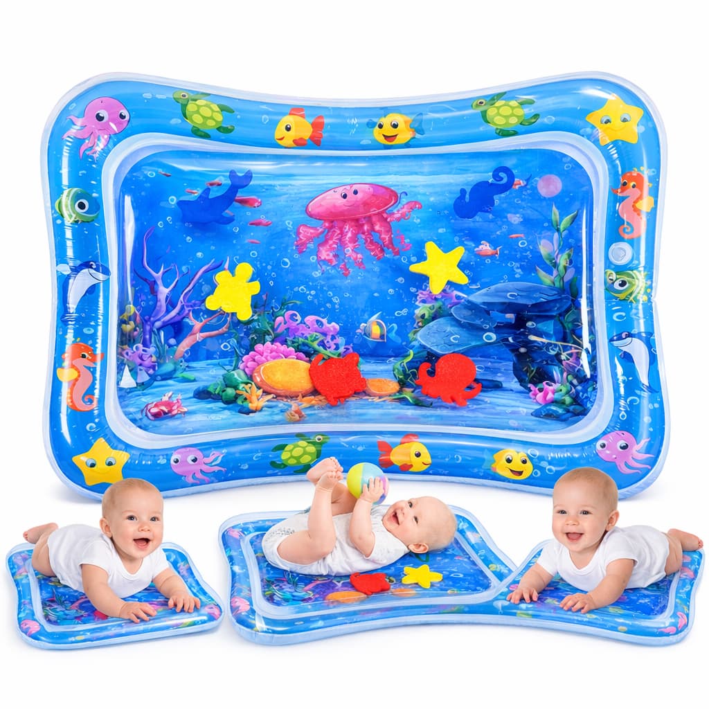 Tapete Aquático Inflável para Bebê – Esteira Sensorial com Água – Estimula Engatinhar – Menino e Menina
