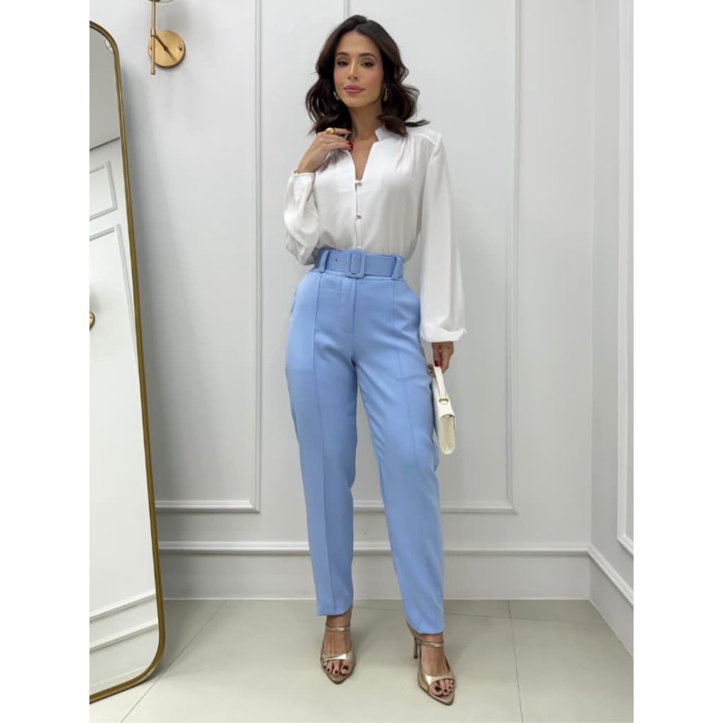 Calça Feminina Social Alfaiataria com Cinto – Elegante para Trabalho e Escritório