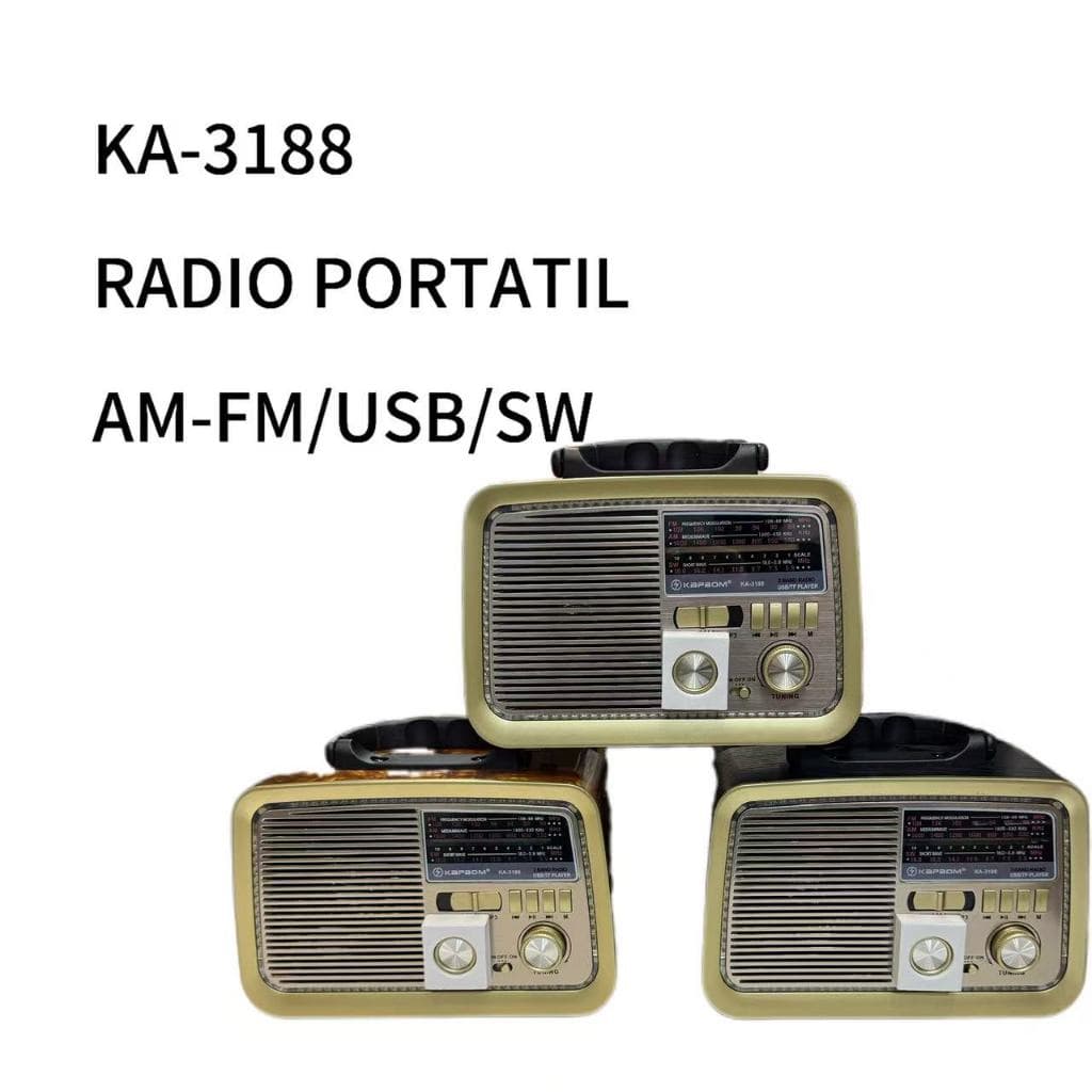 Rádio Portátil--KAPBOM KA-3188 AM-FM/USB/SW