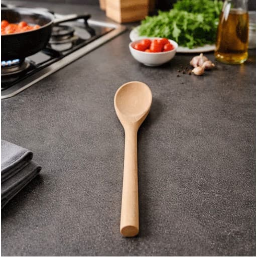 Colher de pau oval de madeira 24cm no atacado I cozinhas e restaurantes