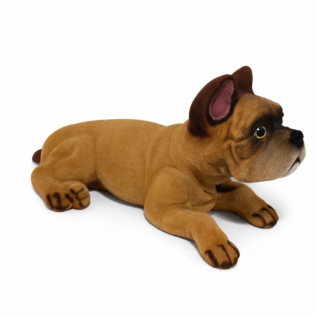 Escultura Cachorrinho Decorativo em Gesso Flocado Realista 15cm