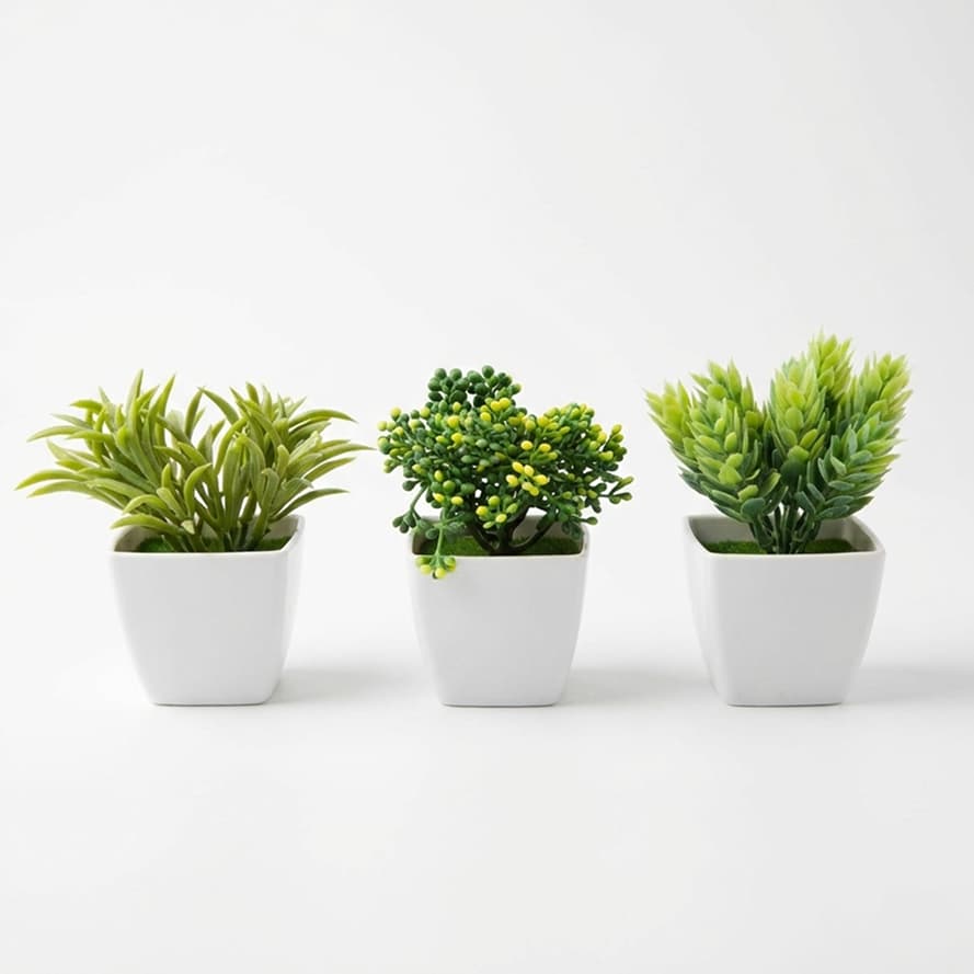Kit 3 Vasos com Planta Artificial Pick Decorativa