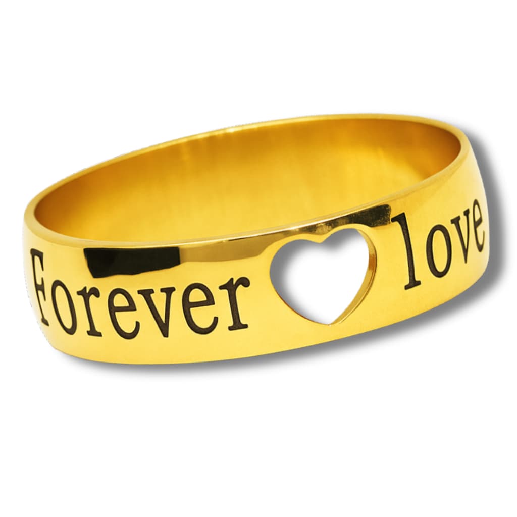 Aliança Casamento Forever Coração Vazado Noivado Dourado Banhado a Ouro 18K 6mm A-157