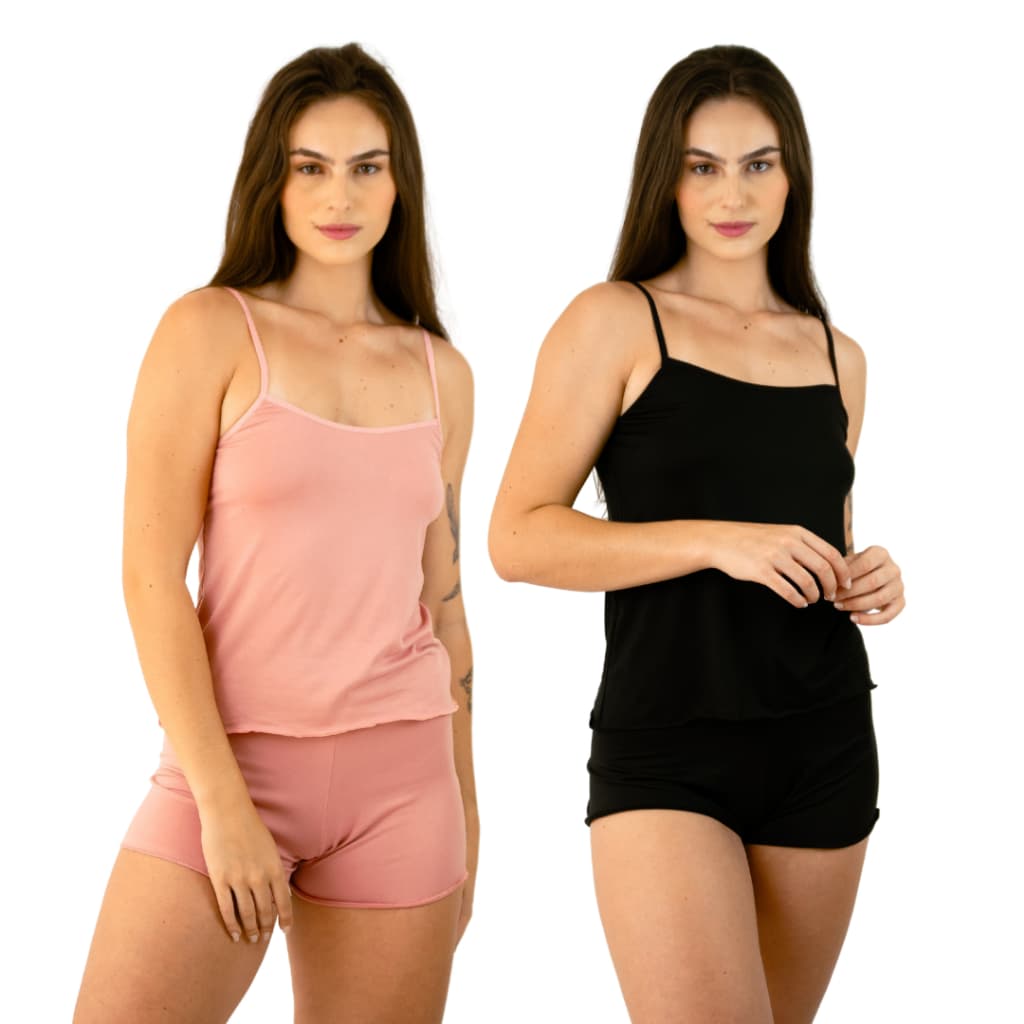 KIT 2 Baby Doll Verão Confortável Suede Feminino Short Doll Pijama Roupa de Dormir