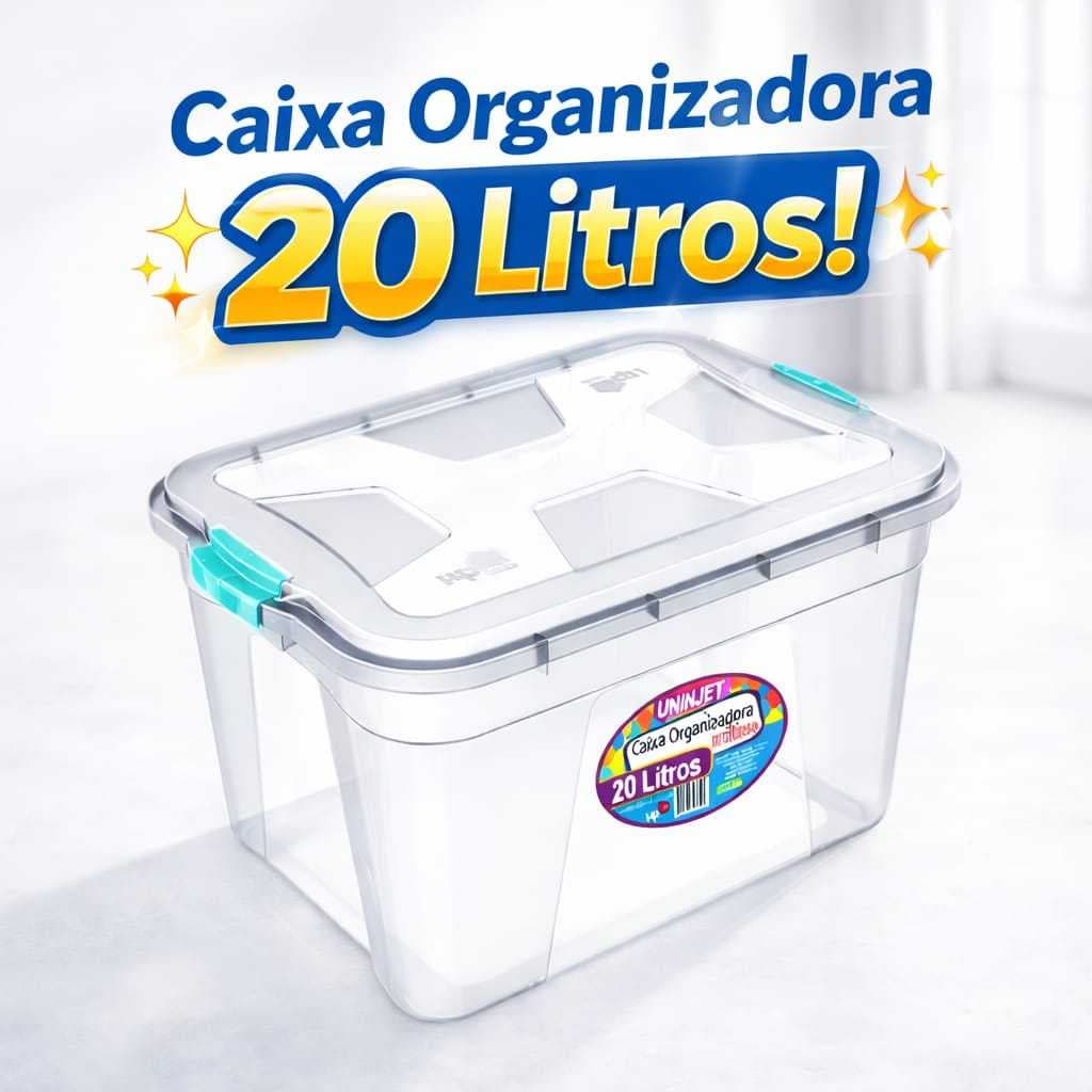 Organizador 20 Litros Caixa Organizadora Com Tampa E Trava Resistente Organizador Ferramentas Toalhas Documentos Roupas