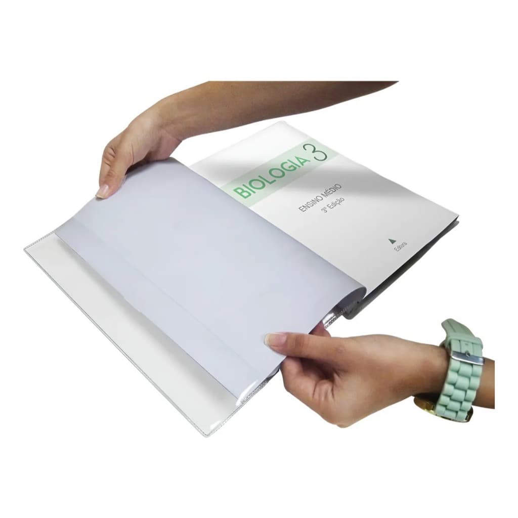 Capa Para Livros & Cadernos Ajustável Transparente 2 Unidades