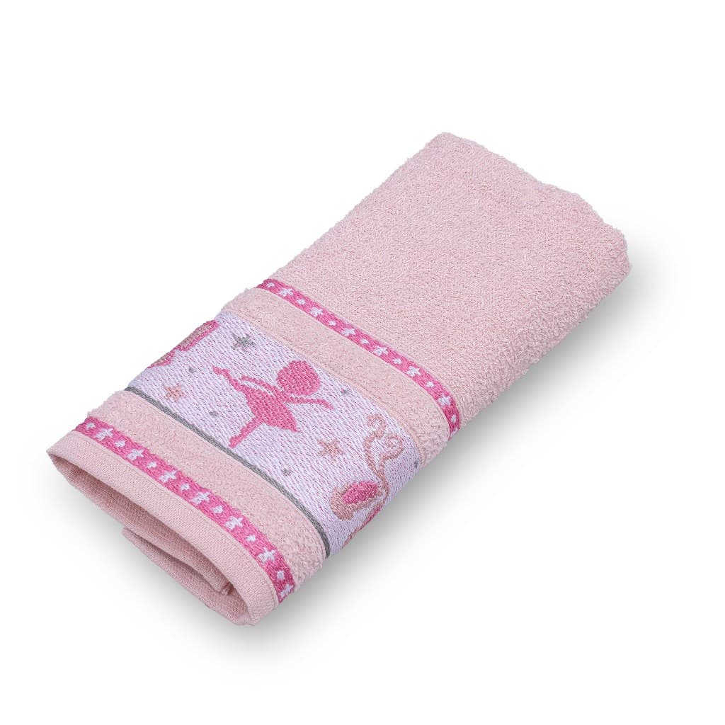 Toalha Lavabo Infantil Rosê Bailarina Delicada 100% Algodão 32x45 Suave e Absorvente