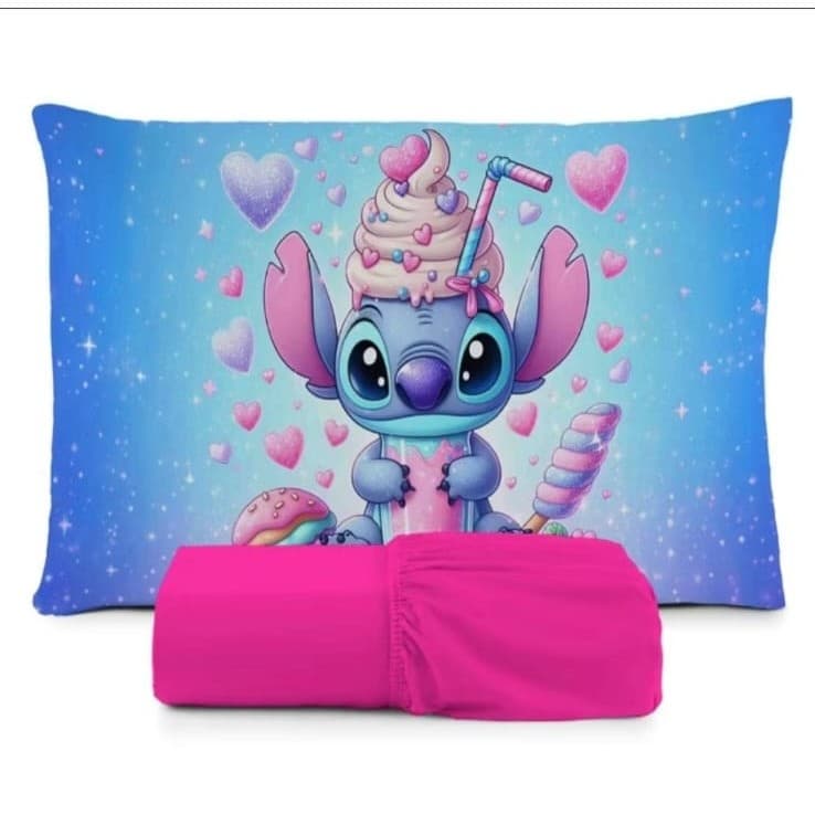 Jogo de Lençol Solteiro com elástico 2 Peças Stitch