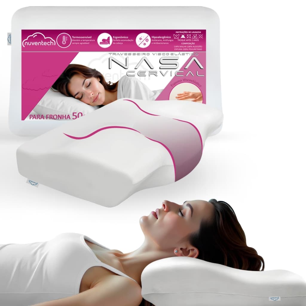 Travesseiro Nasa Viscoelástico Cervical Anatômico Ortopédico