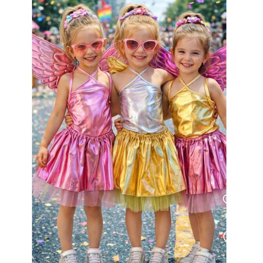 Body maiô infantil para meninas metalizado carnaval