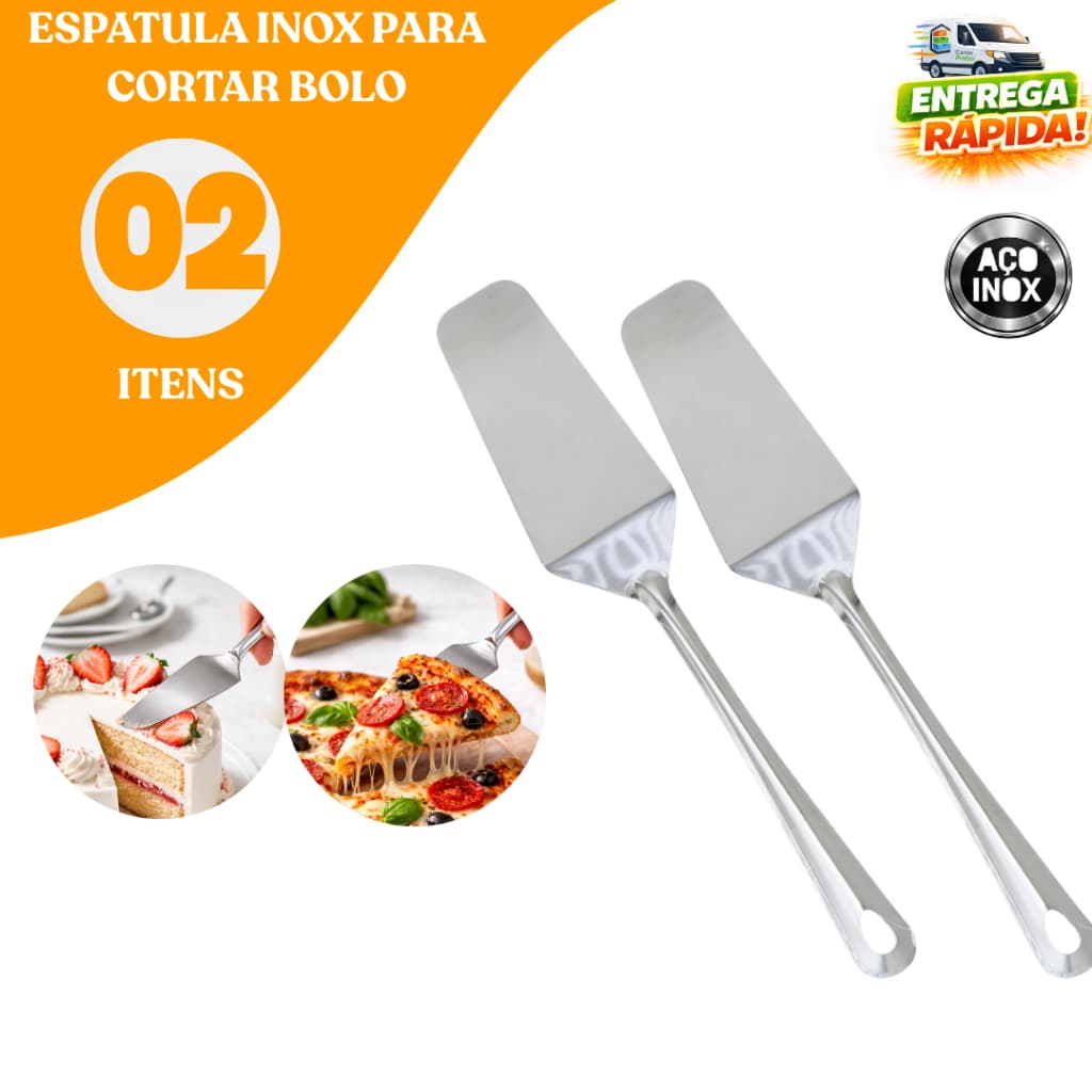Kit Espatula Reta Para Pudim Bolo Doce 100% Aço Inox Para Casa Restaurante Buffet Doceria