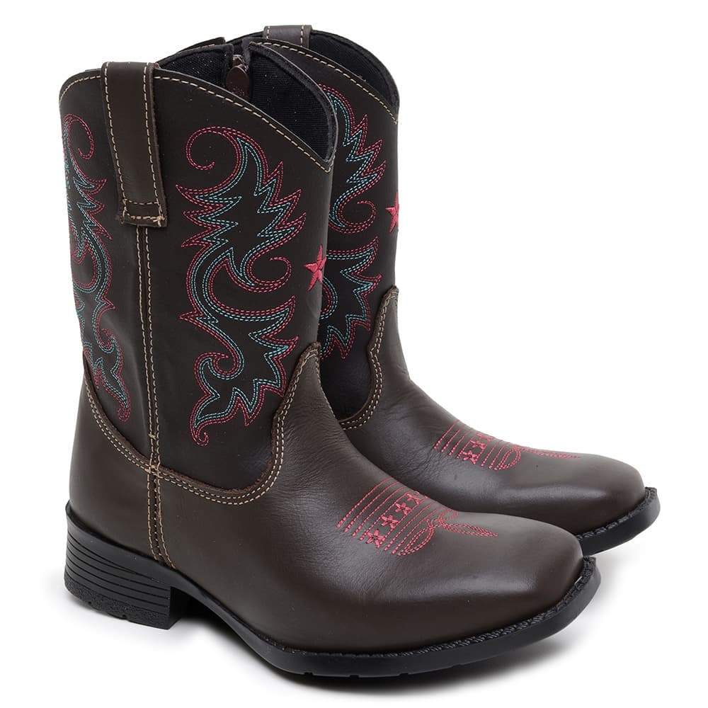 Bota Texana Unissex Conforto e Estilo Couro Bordada