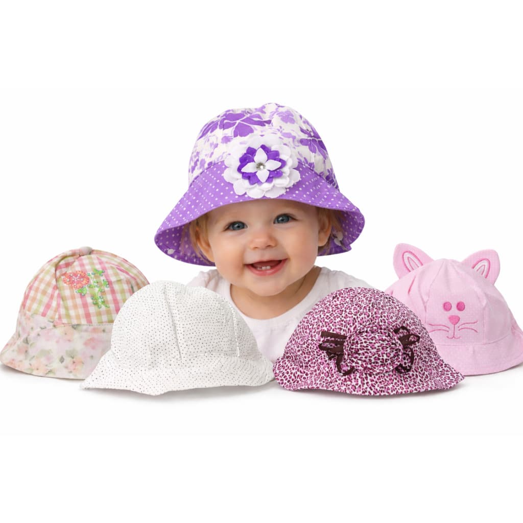 Kit 2 Unidades Chapéu Estampado Liso Moda Praia Boina Infantil Bebê Menina Sortidos