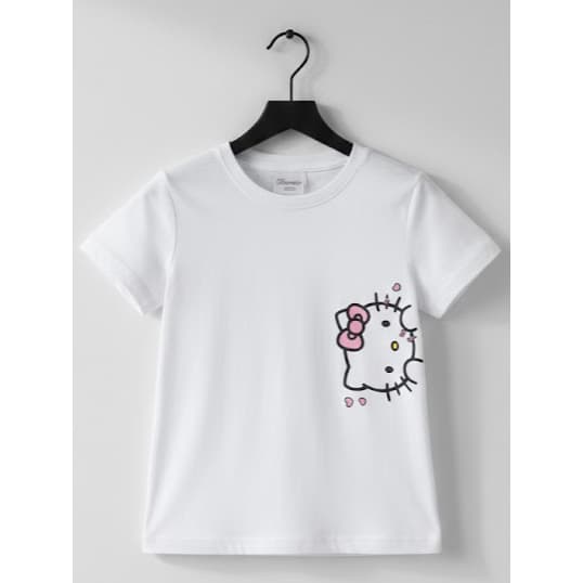 Camiseta Infantil de Algodão Estampada Hello Kitty