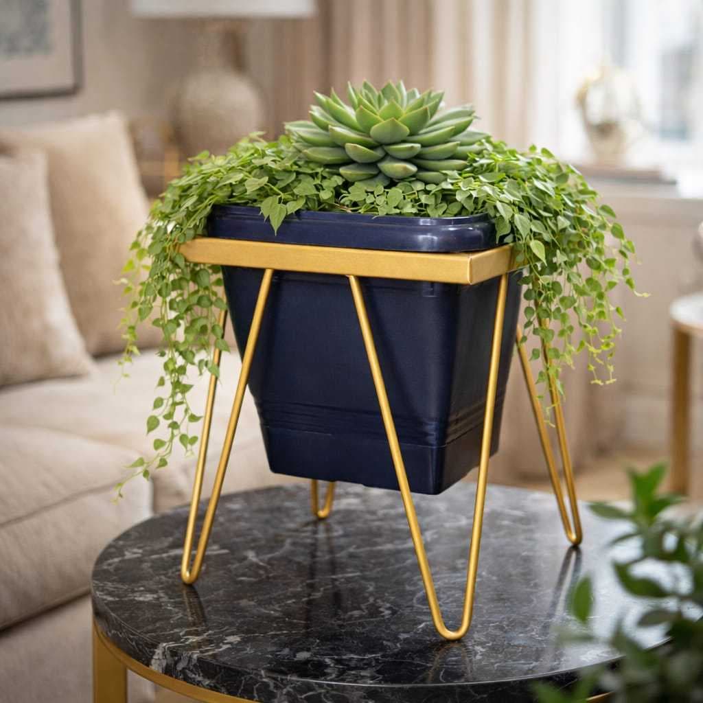 Vaso de Flor com Suporte Alto Decoração Casa Jardim Sala