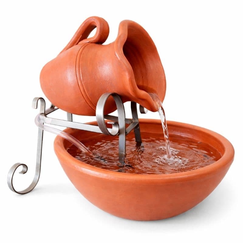 Fonte De Água Decorativa De Mesa Em Barro Rústica Relaxante Para Sala Varanda Jardim