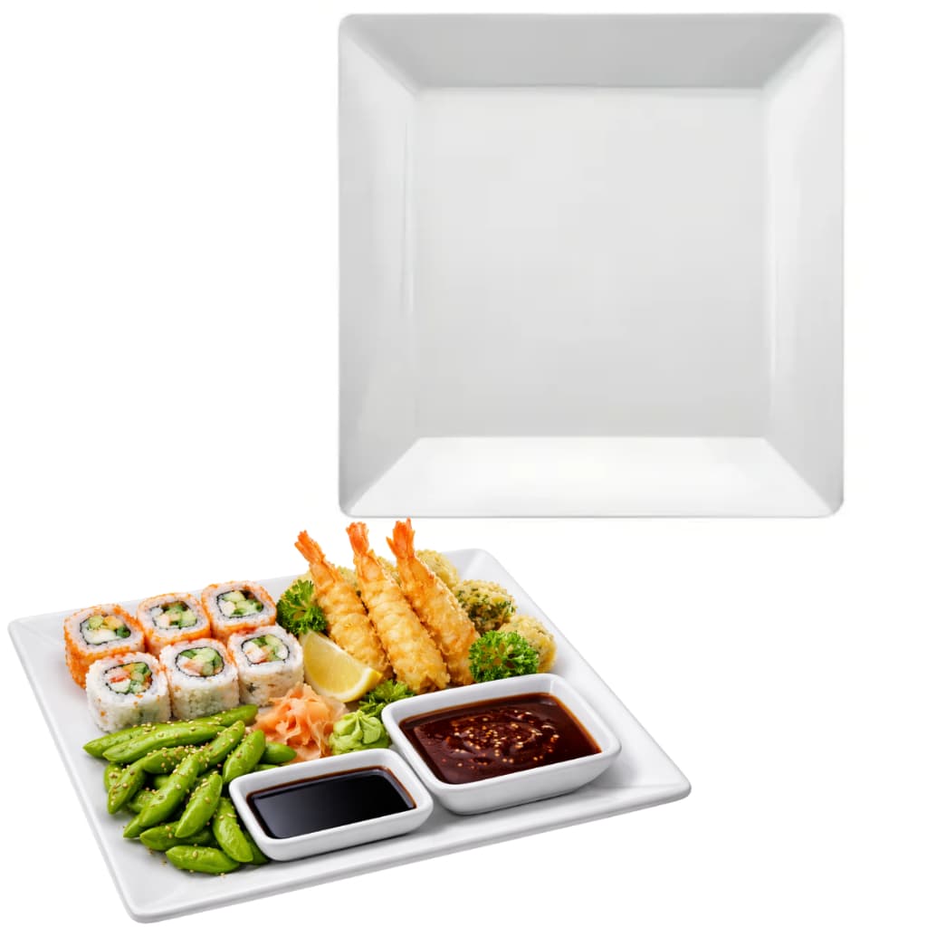 Jogo 6 Pratos Quadrado Raso Melamina 25cm Branco Buffet
