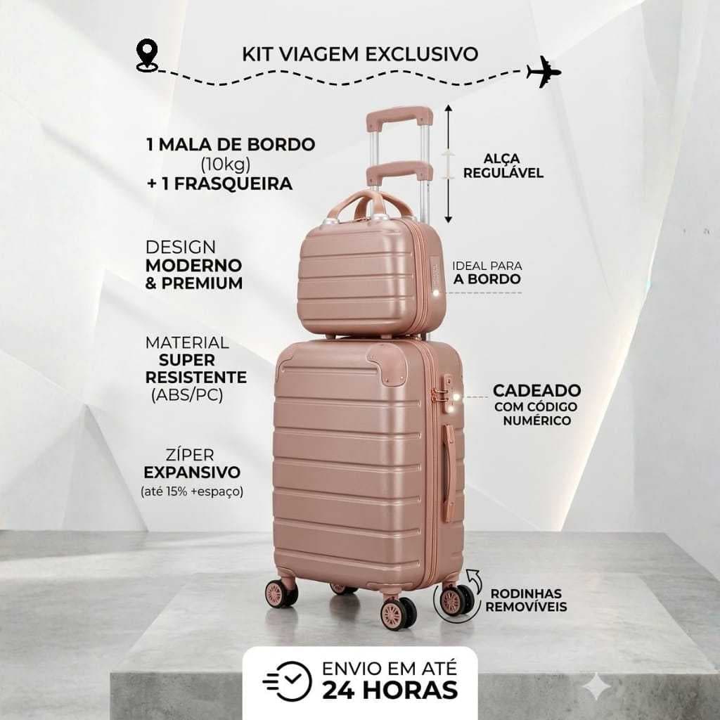 kit 1 mala + 1 frasqueira bordo aviao 10kg