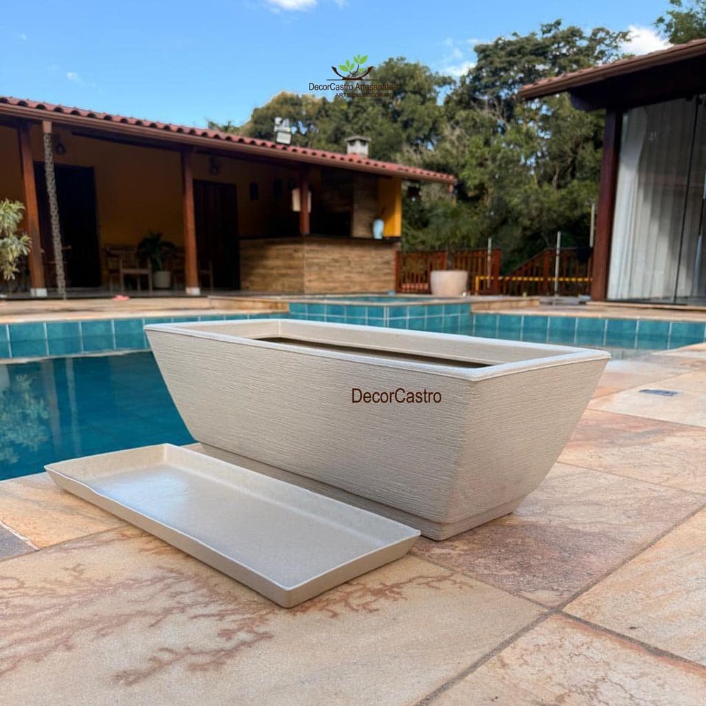 Vaso Jardineira Grande 65x29 Para Plantas Floreira Escovado M Com Prato Coletor Alto Padrão Premium