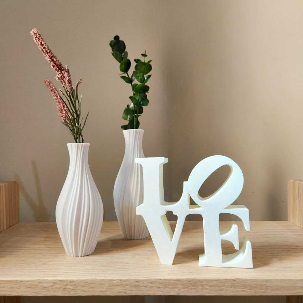 Decoração Love com Vasos Espiral Modernos – Enfeite Decorativo para Sala, Mesa, Aparador ou Estante