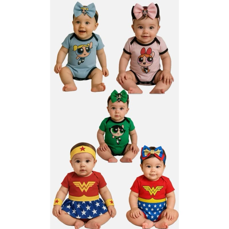 Body temáticos meninas super poderosas, mulher maravilha