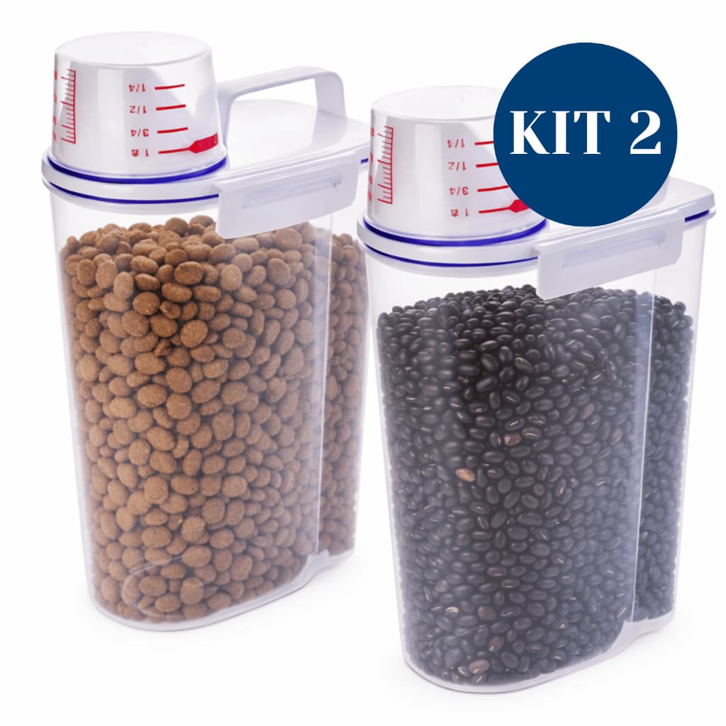 Kit 2und Pote Mantimentos Hermetico Armazenamento Medidor 2l